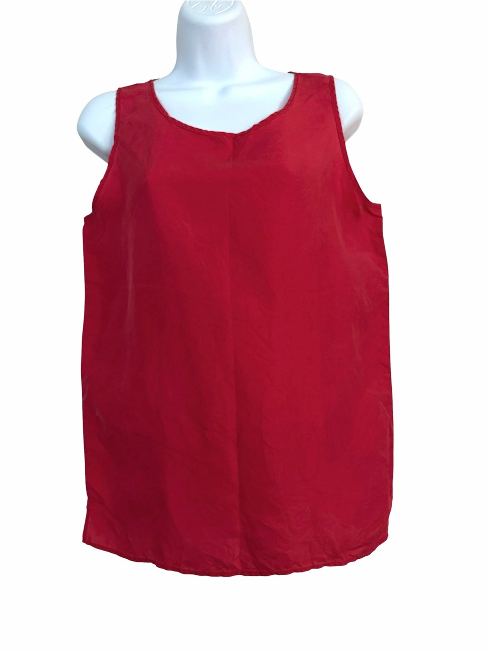 Vintage Red Pure Silk Sleeveless Shell Tank Top Size 8 Lightweight Summer Y2K